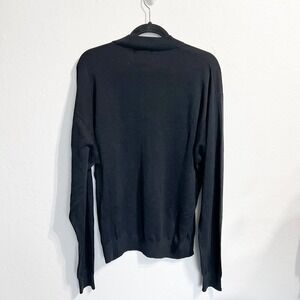 BARACUTA Silk Cotton Mock Neck Knit Pullover Sweater Lightweight Mens XL Black
